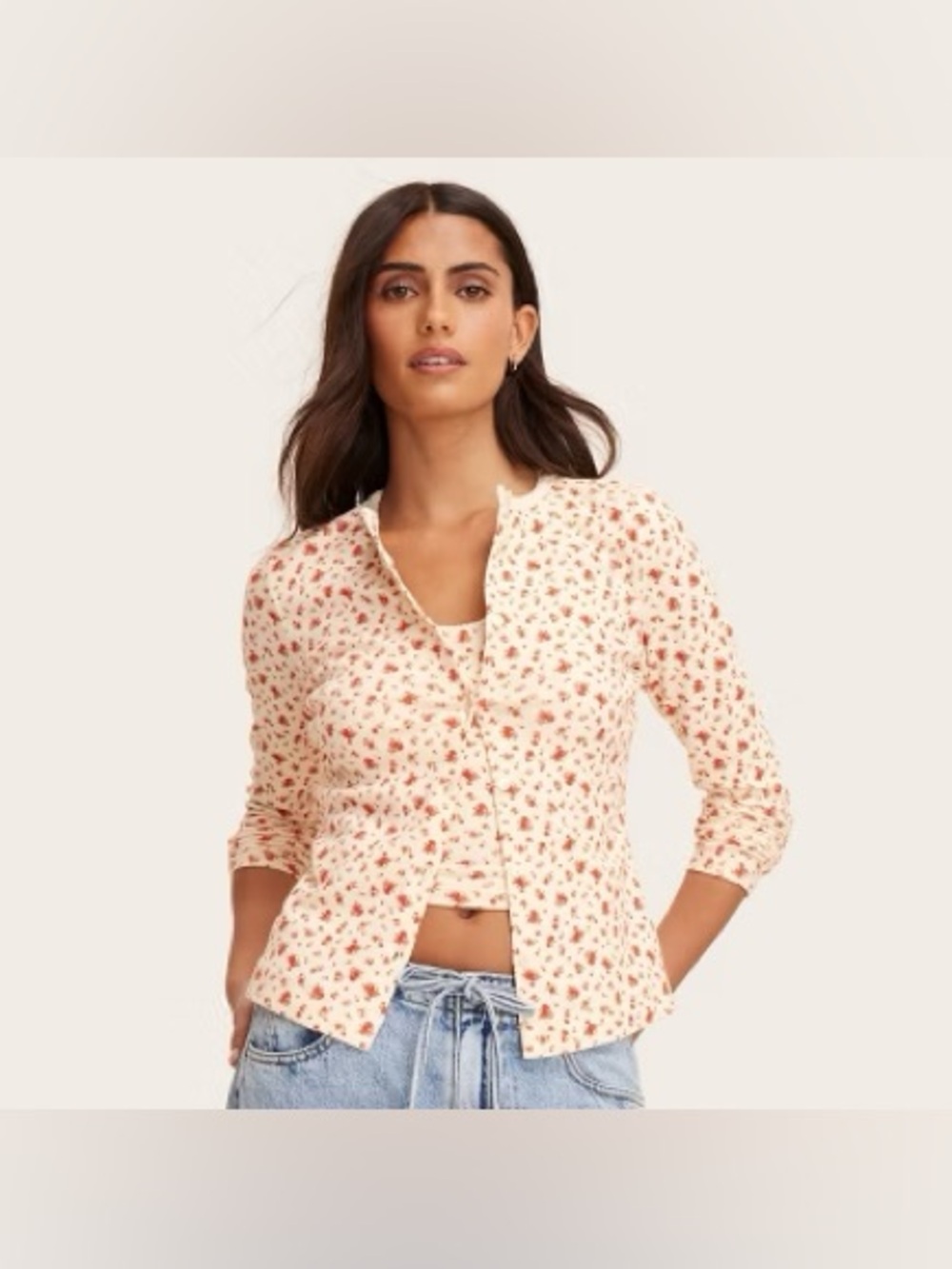 Women's Pointelle Cardigan - Parke x
Target Cream Floral